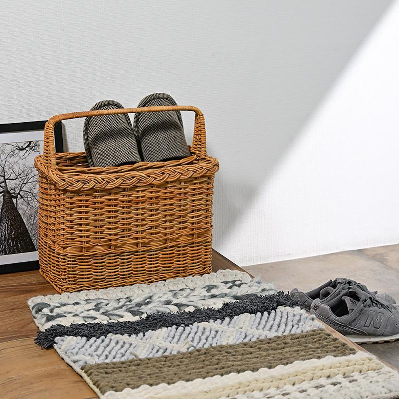 マガジンラック ラタンバスケット 籐かご スリッパラック おしゃれ