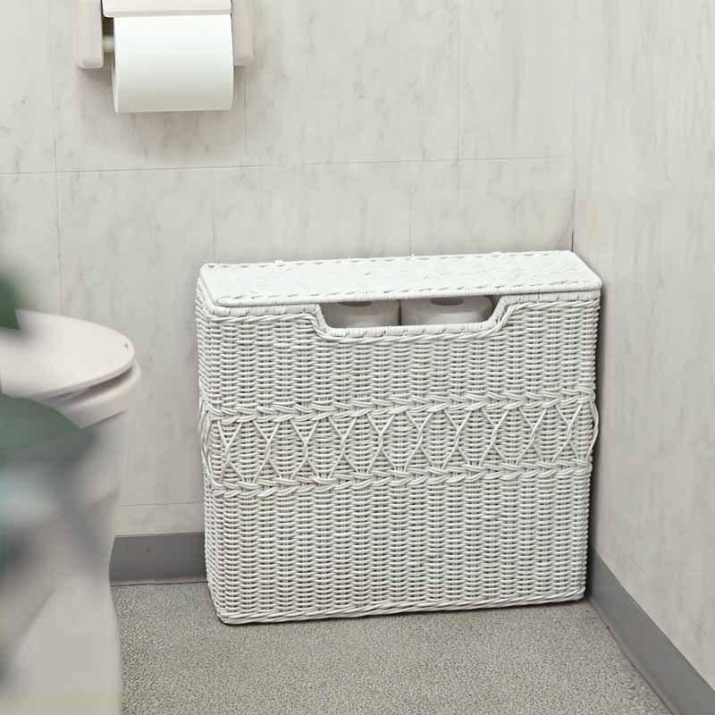 トイレットペーパー 収納 ストッカー ふた付き バスケット スリム