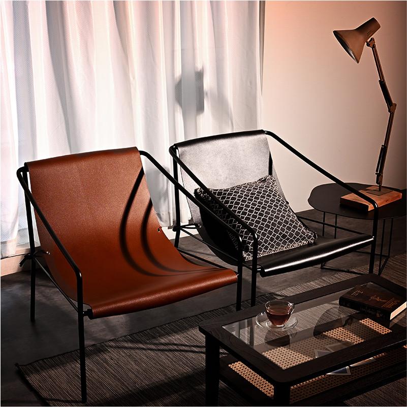 レザーラウンジチェア 本革 スチール インダストリアル EVC270 爆買