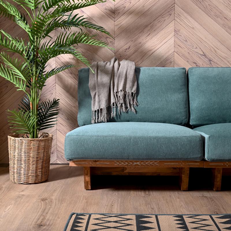 ソファ2点セット 1人掛け 木製 クッション カジュアルハワイアン SET2