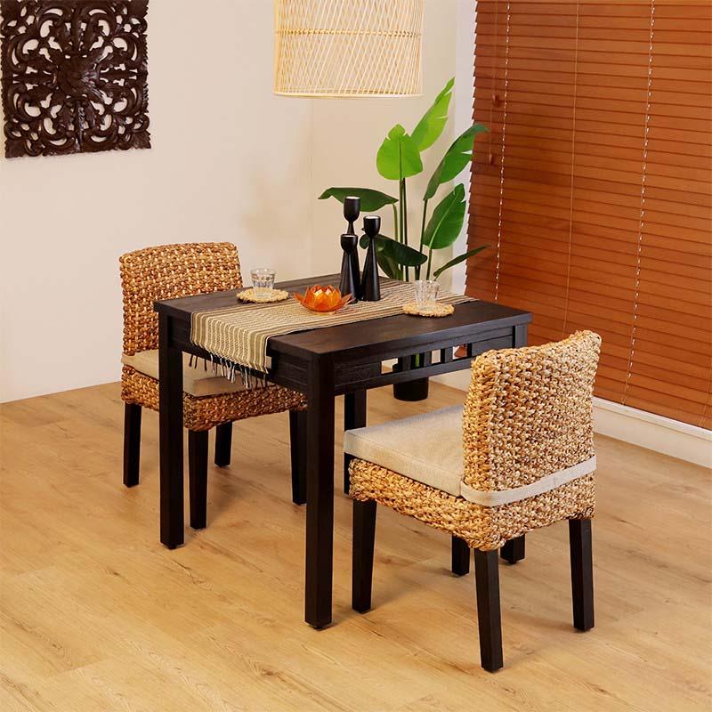 アジアン家具 ダイニングテーブルセット 2人用 3点セット 76cm角