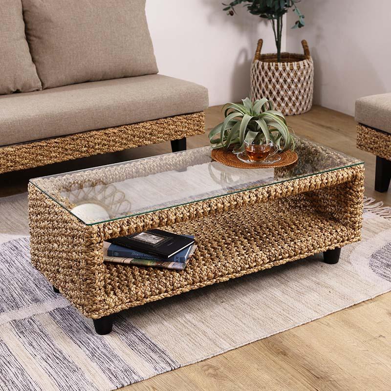 リビングテーブル 100cm幅 おしゃれ ウォーターヒヤシンス アジアン