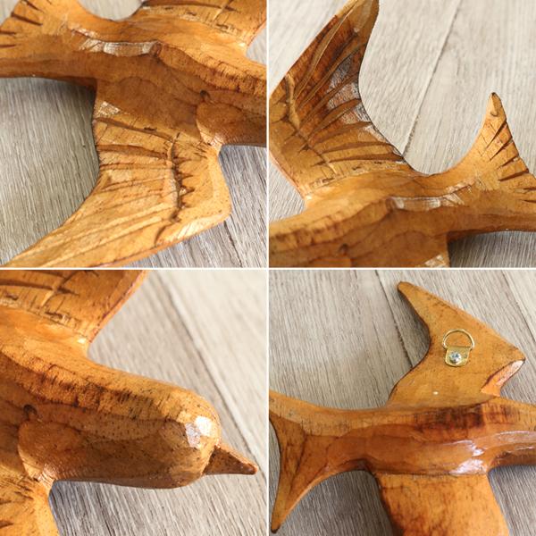 アジアン雑貨 鳥1羽 ナチュラルブラウン 木製オブジェ Z070726G 爆買