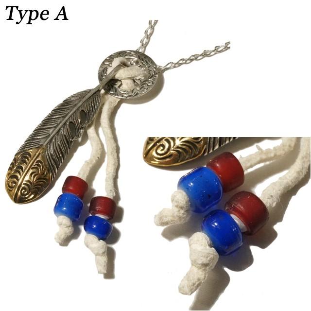 シルバー925 ネイティブアメリカンネックレス フェザー 羽 先金 ビーズ