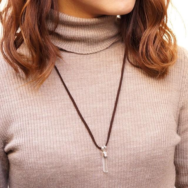 シルバー925 ネックレス 水晶 クリスタル 紐ネックレス ロング