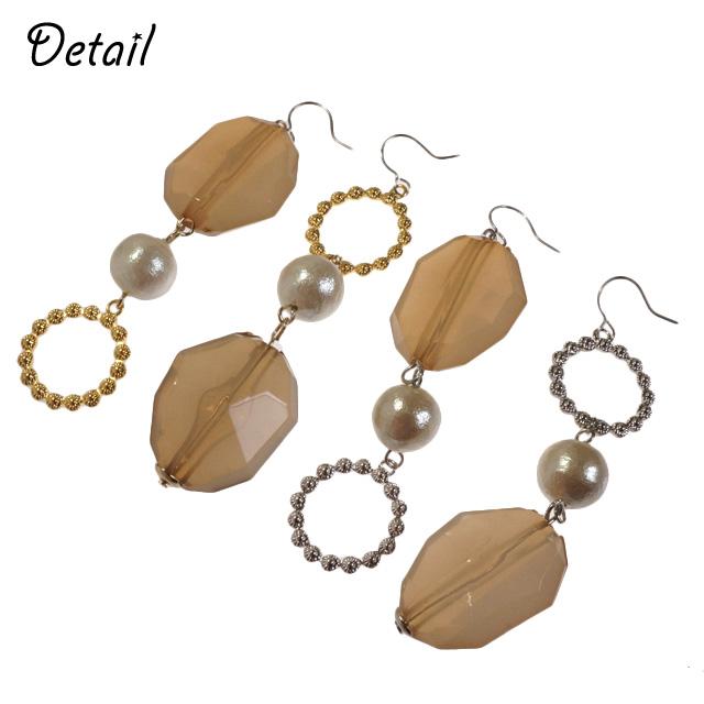 ピアス アシンメトリー 輪っか リング コットンパール 人工真珠