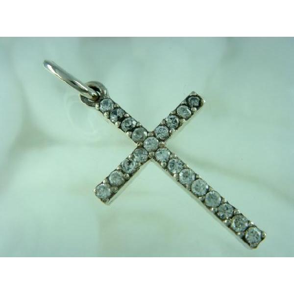 シルバー925 キラキラ輝くラインストーン クロス ペンダントトップ