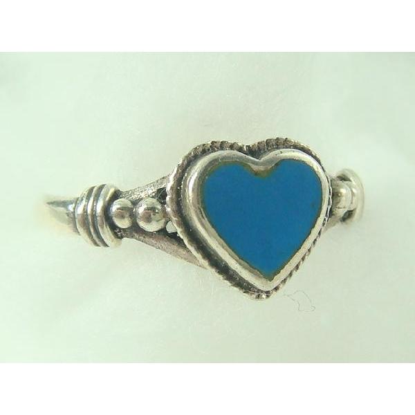 シルバーリング ハート ターコイズ デザインリング トルコ石 指輪 夏