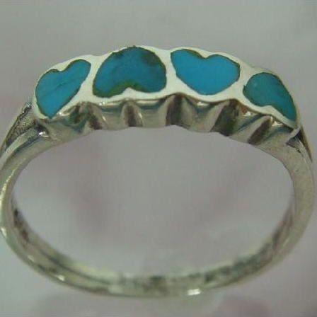 シルバーリング ハートがいっぱい ターコイズ デザイン トルコ石 夏