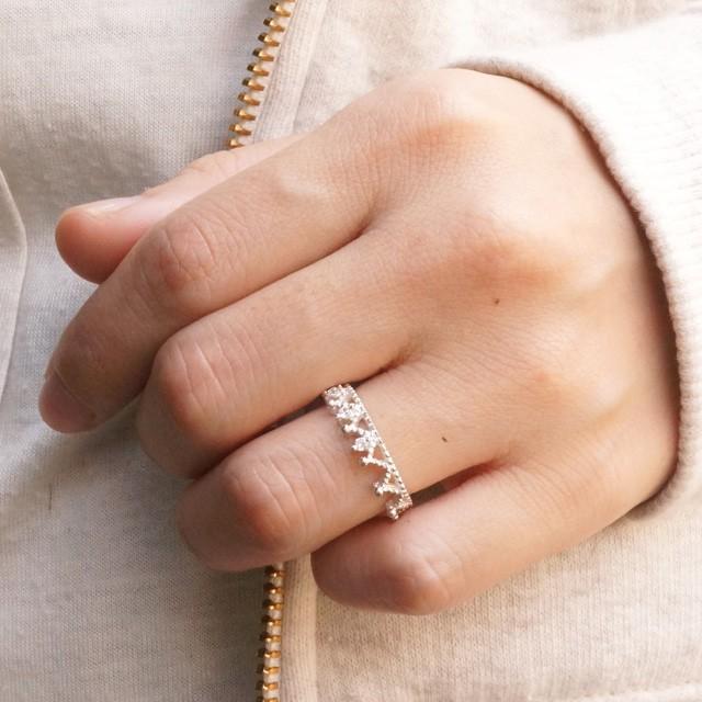 シルバー925 レディース 指輪 キュービックジルコニア 4粒のCZが