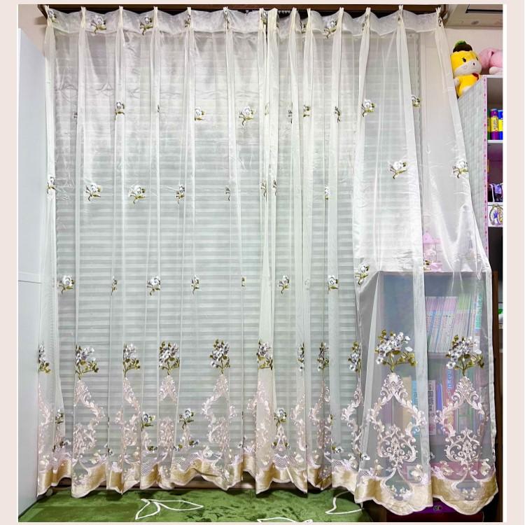 レースカーテン ミラー UVカット 刺繍 花粉 遮光 おしゃれ ヨーロッパ