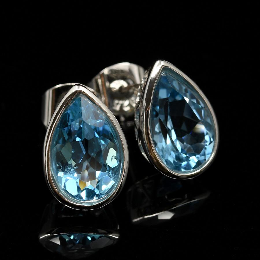 ティアドロップ スイスブルートパーズ ピアス : ルコリエYahoo!店