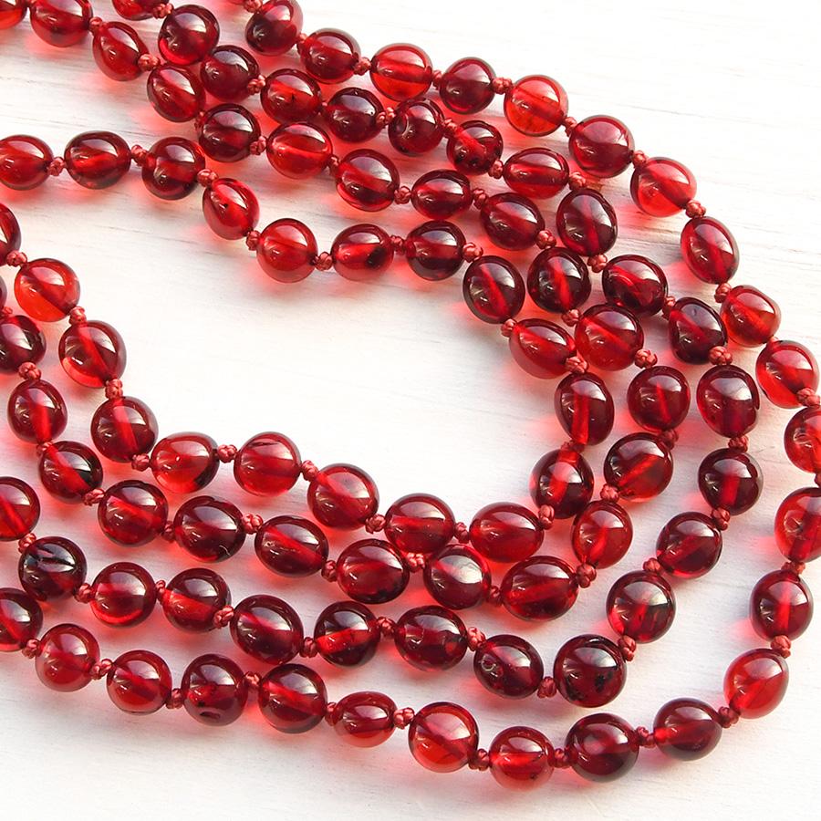 90cm 琥珀 ロングネックレス レッドアンバー グリーンアンバー