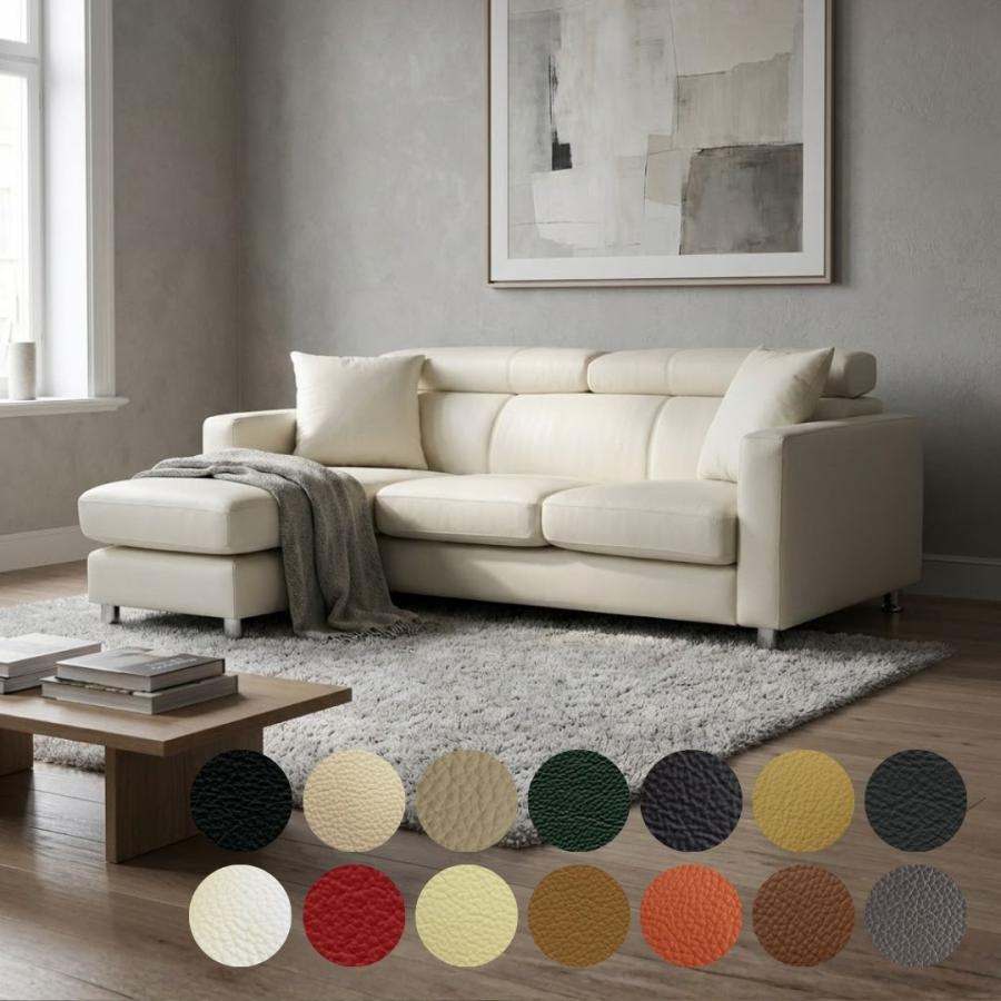 Lelax 総革 1mm厚 ソファー 革 レザー ソファ 本革 カウチソファ 3人