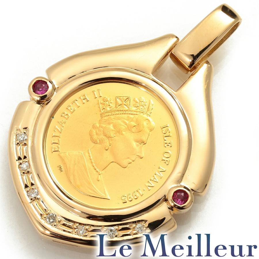 マン島キャット金貨 1/10oz 1995年 ペンダントトップ ダイヤモンド K24