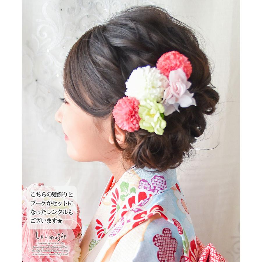 七五三 髪飾り ピンクパステルの和装かみかさざり | 753 花 ヘッド