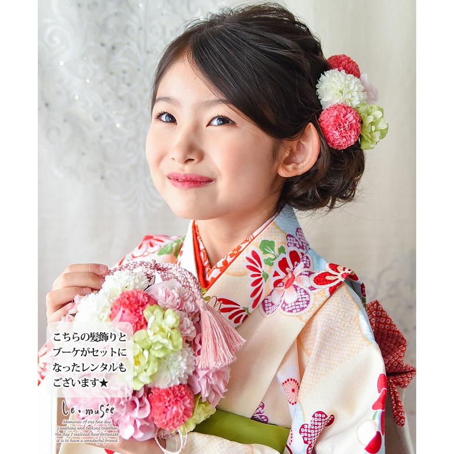 七五三 髪飾り ピンクパステルの和装かみかさざり | 753 花 ヘッド