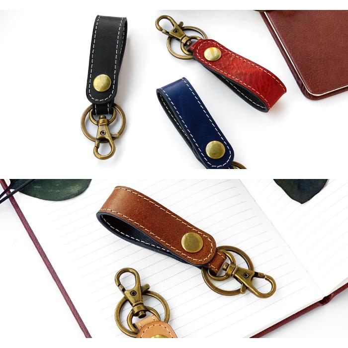 キーリング 本革 ミズーリベリー イタリア産 メンズ 牛革 スナップ