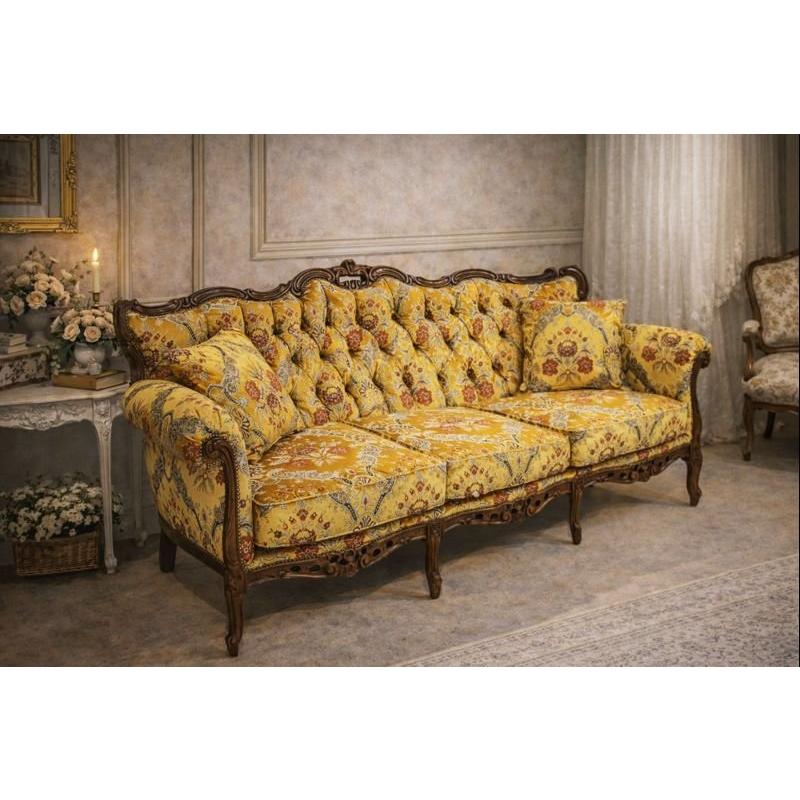 謝恩セール特価】イタリア製 輸入家具 ソファ 3人掛け 金華山 黄色
