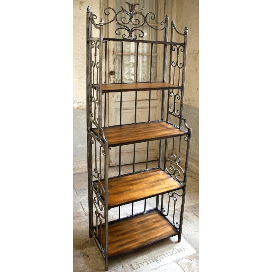 輸入家具 ディスプレイラック 飾り棚 アイアン ウッド シェルフ 食器棚
