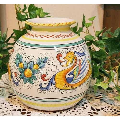 イタリア製 輸入雑貨 花瓶 フラワーベース 陶器 マヨルカ焼き デルータ