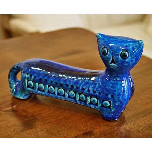 イタリア製 輸入雑貨 ネコ ねこ 猫 置物 オブジェ ブルー Bitossi