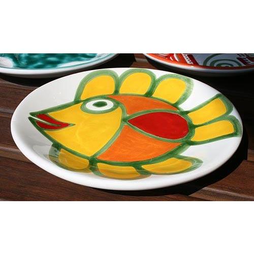 イタリア製 輸入雑貨 シチリア 陶器 絵皿 壁飾り 壁掛け 手描き 魚