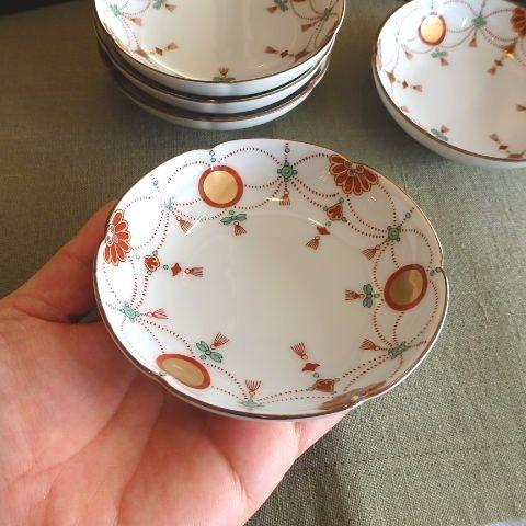 有田焼 賞美堂 小皿豆皿 錦日輪赤玉瓔珞文 小皿揃え 5客組 得