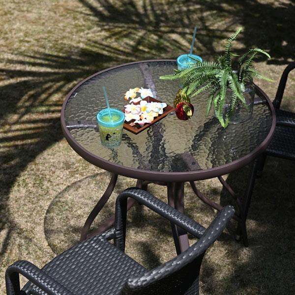 ガーデンテーブル ガラス天板 アルミフレーム Breeze Garden 直径80cm