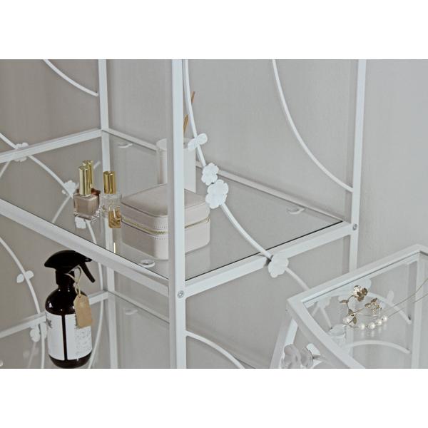 シェルフ 5段 ロートアイアン ガラス棚板 姫系 ブルーム 約幅66cm