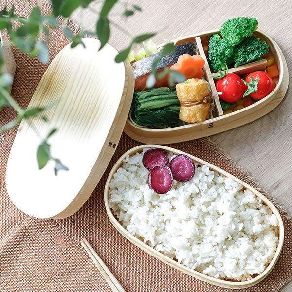 弁当箱 曲げわっぱ 2段 770ml 小判型 （ 木製 ランチボックス 二段
