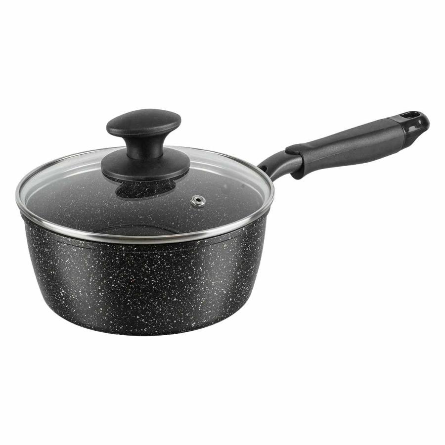 和平フレイズ 片手鍋 18cm IH対応 ガラス蓋付き 軽量 ダブルマーブル