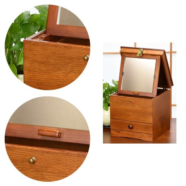 メーキャップミラー 木製 引出し付 あおい 幅24cm （ 国産 日本製