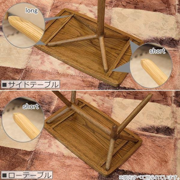 サイドテーブル 2WAY 天然木 幅54cm （ トレイ 高さ調節 木製 机