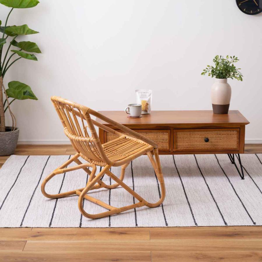 東谷 籐 ラタンチェア 軽量 座面高35cm 完成品 （ ラタン チェア 椅子