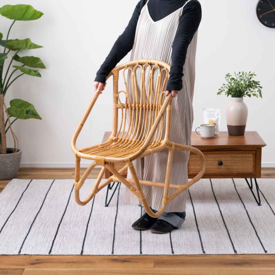 東谷 籐 ラタンチェア 軽量 座面高35cm 完成品 （ ラタン チェア 椅子