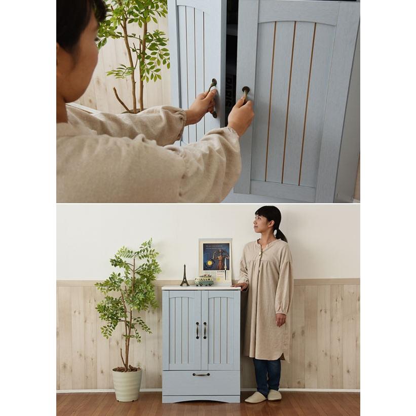 キャビネット 両開き 引出し付 カントリー調 フレンチスタイル 幅60cm