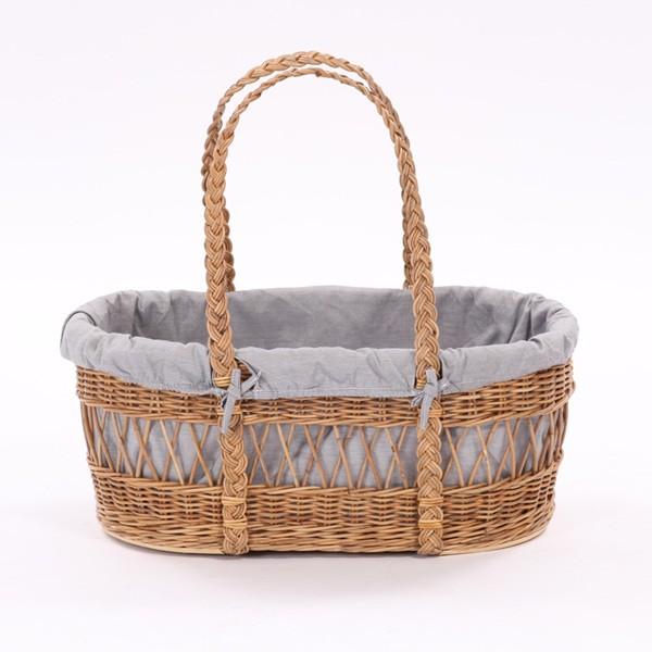 籐 キャリーバスケット 布カバー付 Natural rattan 幅59cm