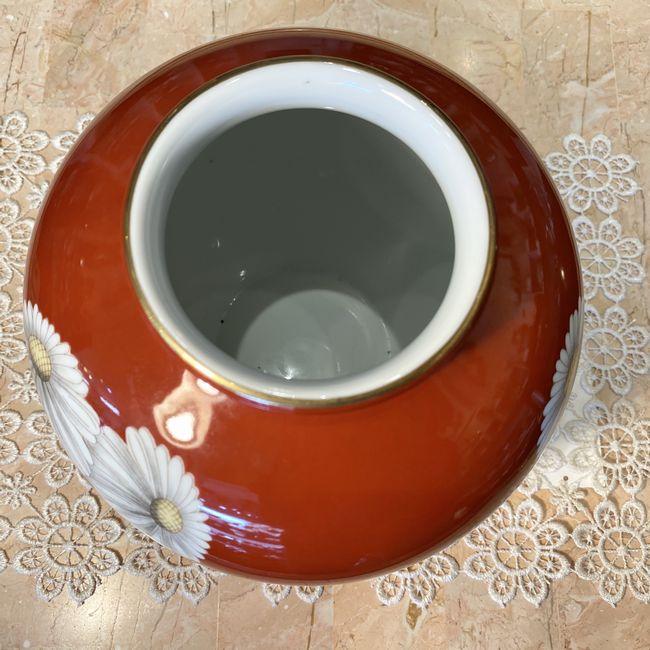 オールドノリタケ日陶 朱地白菊花瓶（中) フラワーベース 18cm