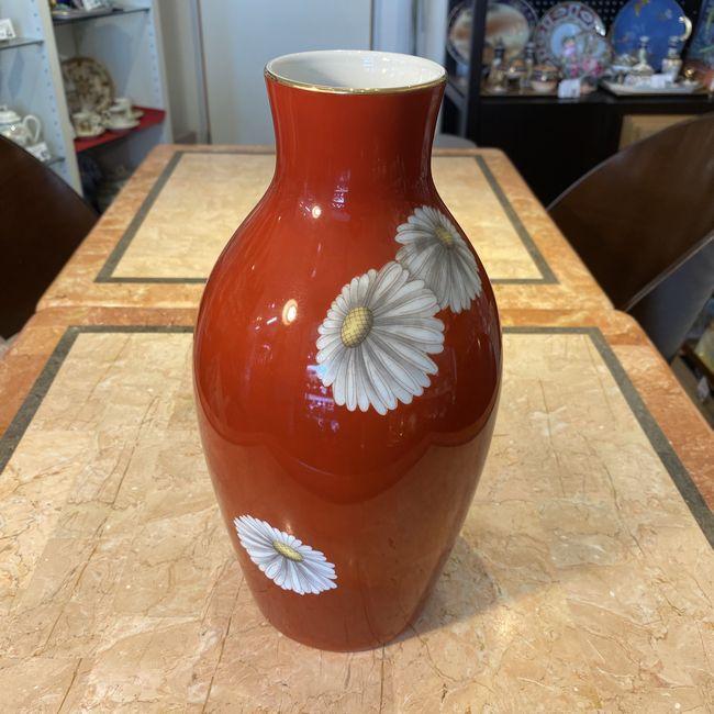 ノリタケ オールドノリタケ 朱地白菊 花瓶 寸高首長 29.5cm : リビング