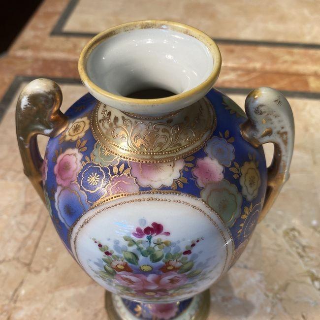 ノリタケ オールドノリタケ 金盛 花図 両耳飾壺 花瓶 : リビングT&S