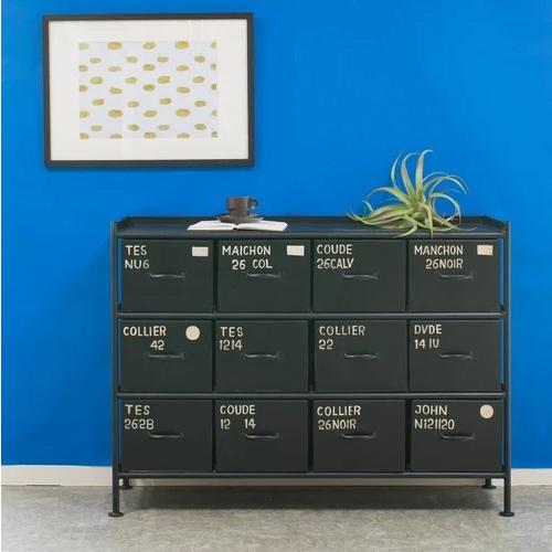 ienowa（イエノワ） スチールチェスト横型12杯引出 キャビネット