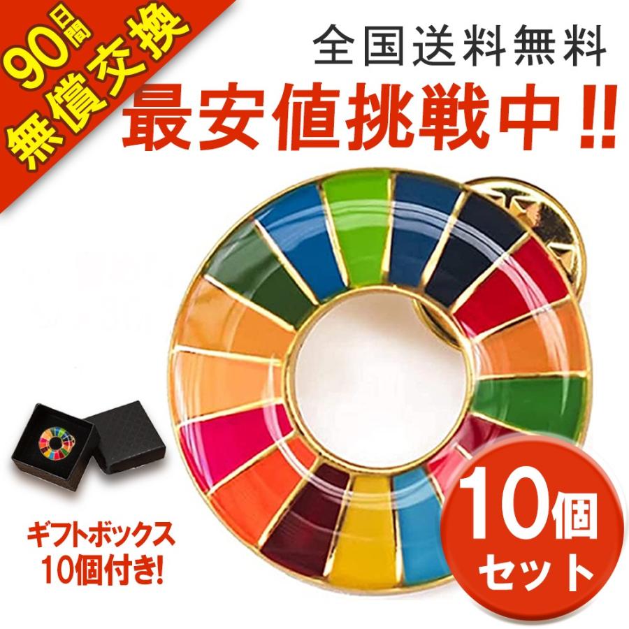 10個セット sdgs バッジ 留め具30個付き 国連最新仕様 25mm 金色丸み