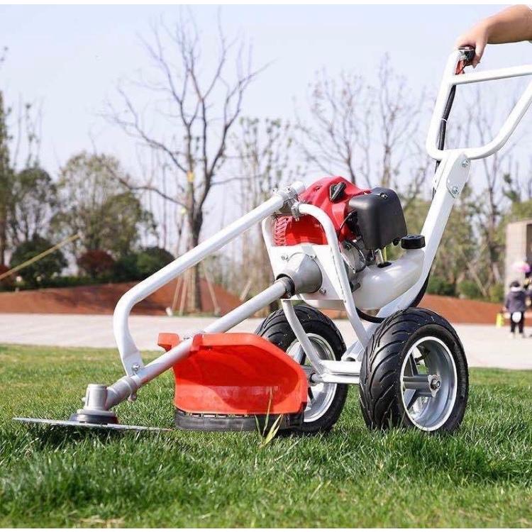 タイヤ付き エンジン式 草刈機 42.7cc オレンジ＆ホワイトフレーム