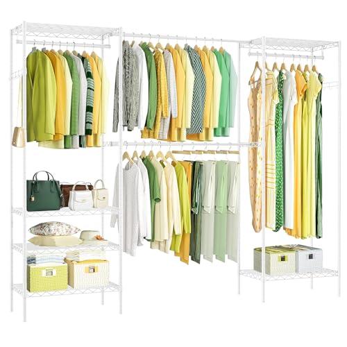 PASRLD ハンガーラック 幅調整可 伸縮式ワードローブ メタルラック 棚