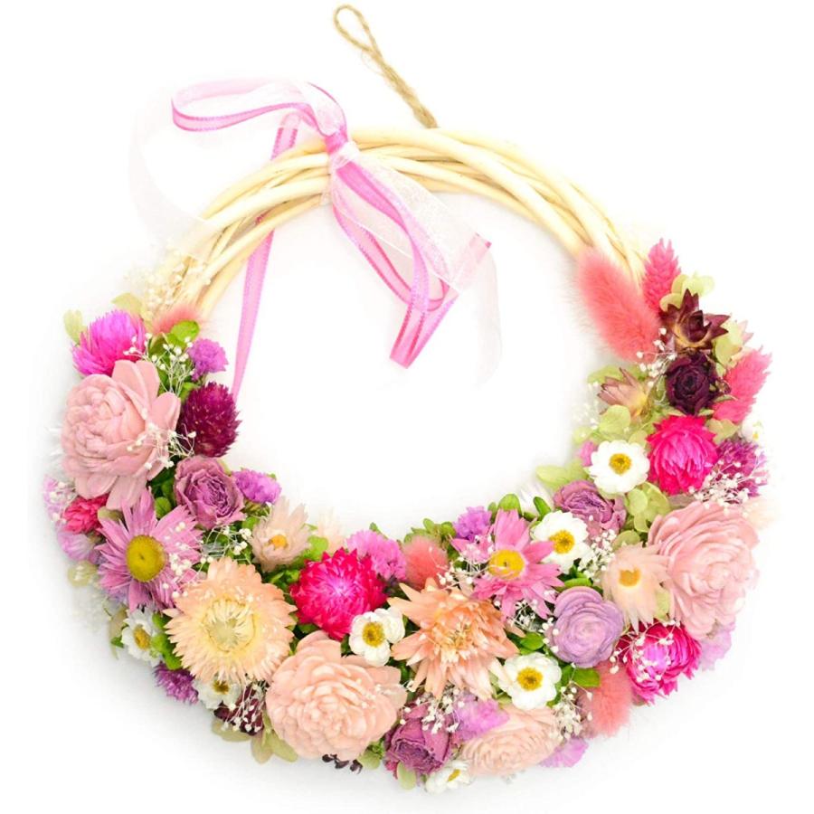 Lulu's ルルズ 三日月のフラワーリース レッド プリザーブドフラワー