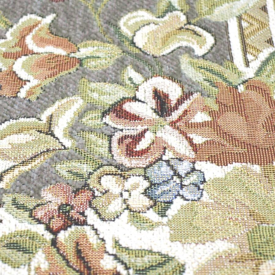 ラグ 3畳 200×250cm （パレスGN） アンティーク グリーン 花柄