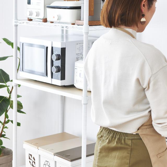 Luminous キッチンラック 幅110cm 3段 ルミナスラテ ホワイト 白