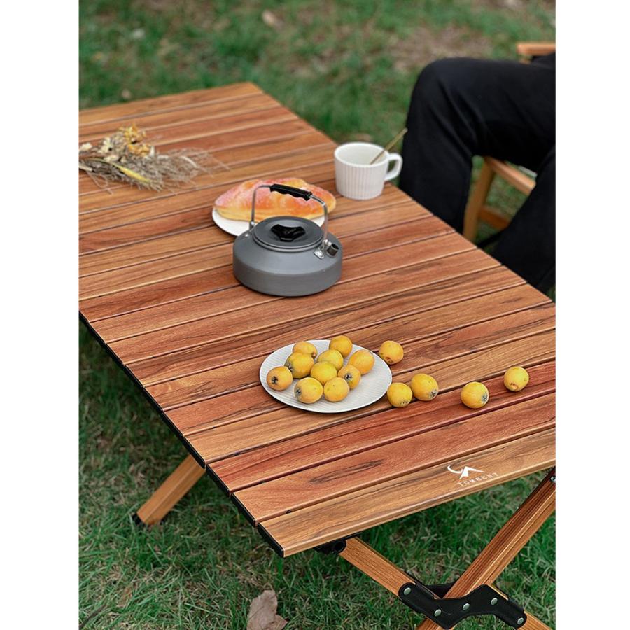 TOMOUNT 折りたたみアウトドアテーブル エッグロール ウォールナット色