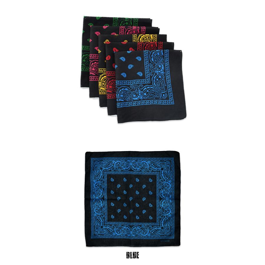 ブラック バンダナ 5枚セット 54×54cm コットン100% ペイズリー柄